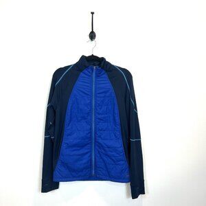 REI Jacket Men’s Small Blue Puffed Rib Outdoors Full Zip Blue Pockets Mock Neck